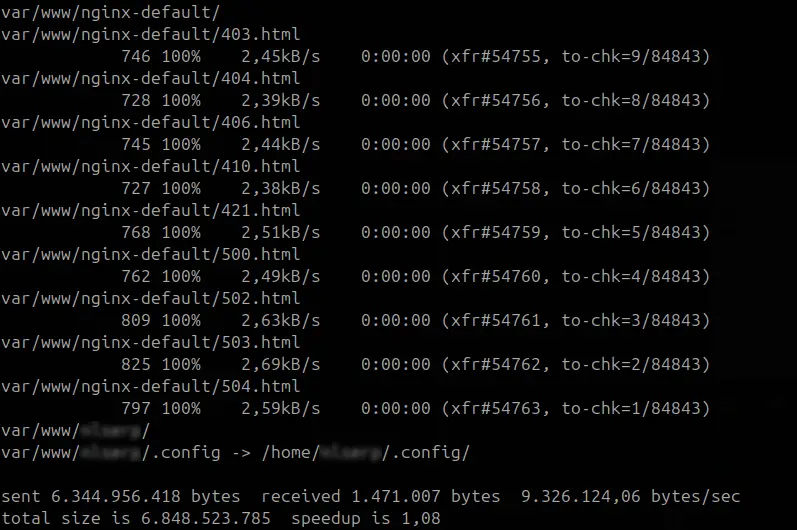 rsync result